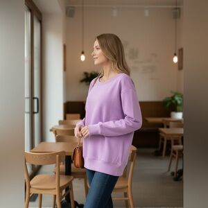 Zenana Fleece Wide Neck Sweatshirt Lavender